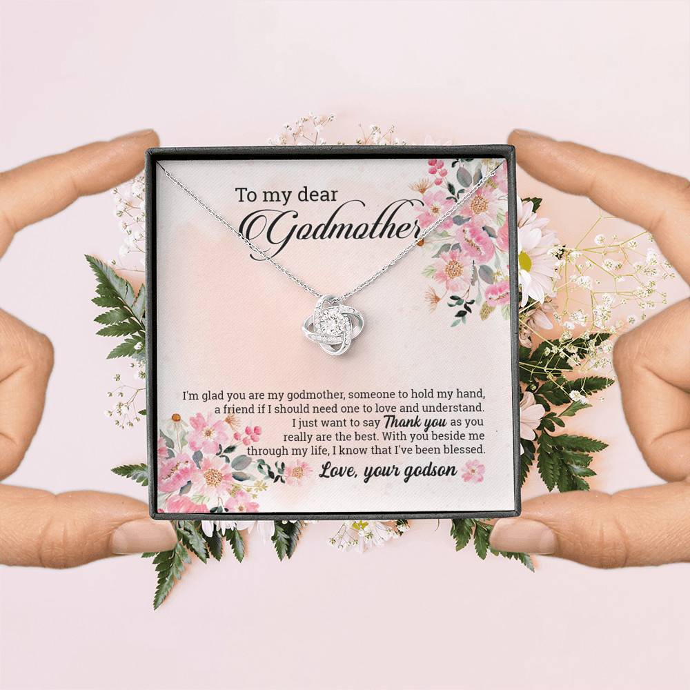 Godson To My Dear Godmother I'm Glad You Are My Godmother Love Knot Pendant Necklace