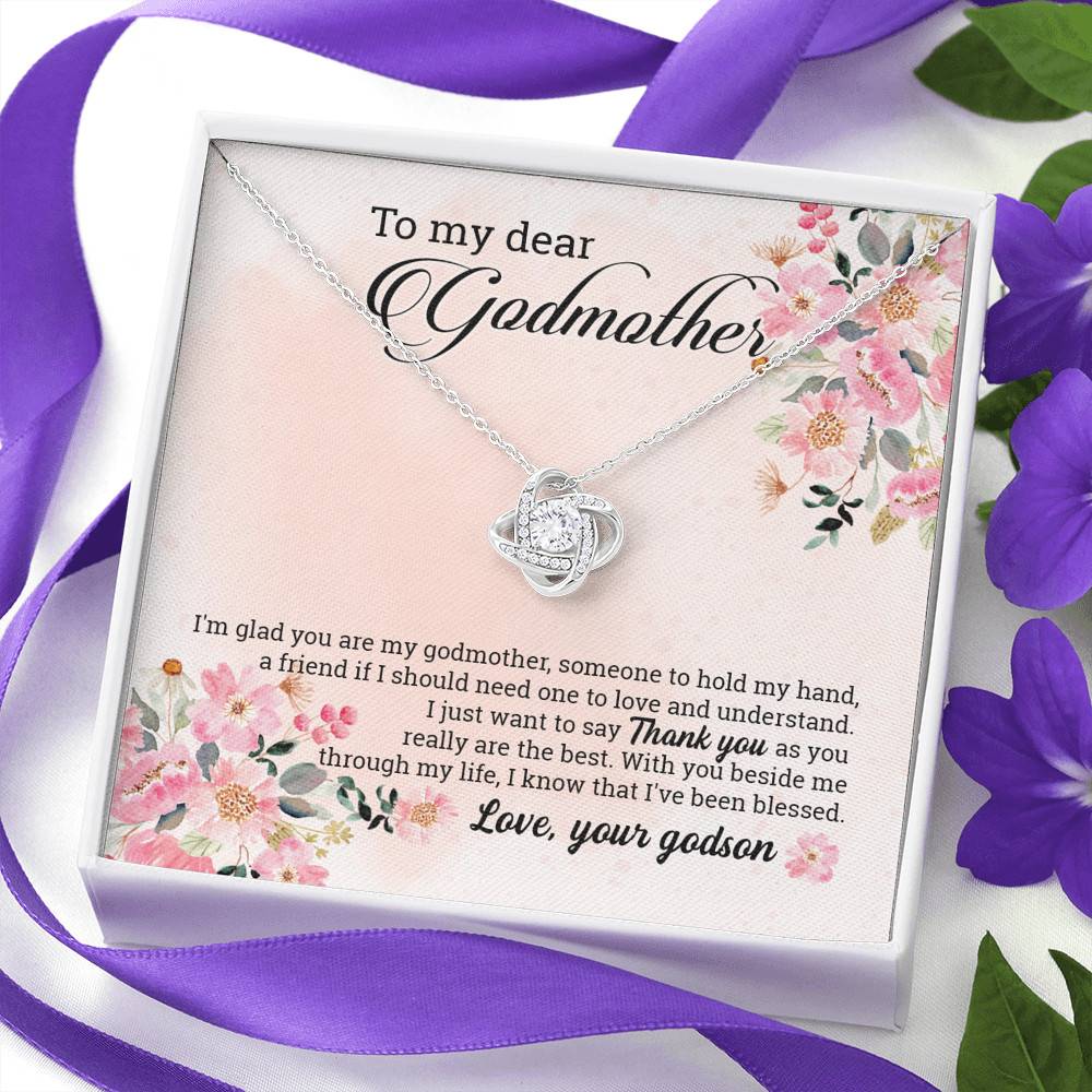 Godson To My Dear Godmother I'm Glad You Are My Godmother Love Knot Pendant Necklace