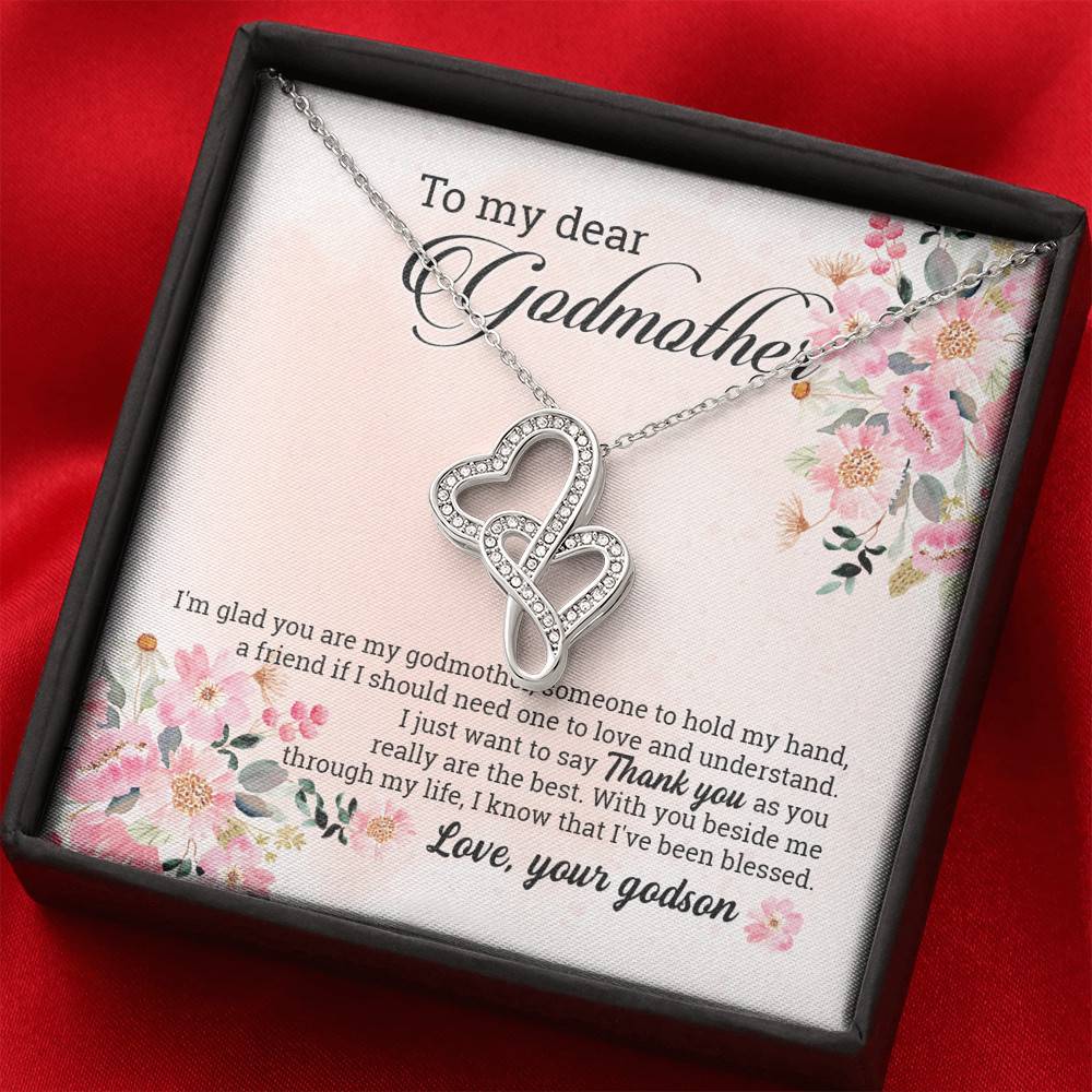 Godson To My Dear Godmother I'm Glad You Are My Godmother Double Hearts Pendant Necklace Godson To My Dear Godmother I'm Glad You Are My Godmother Double Hearts Pendant Necklace