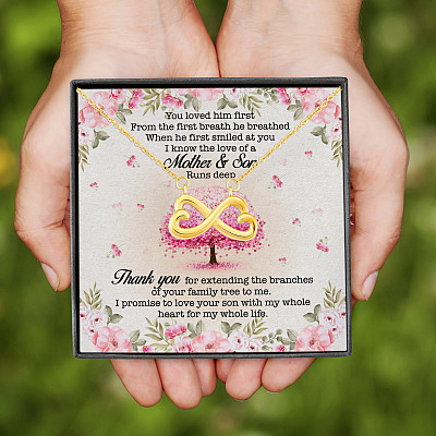 You Loved Him First Mother-In-Law Infinity Heart Pendant Necklace