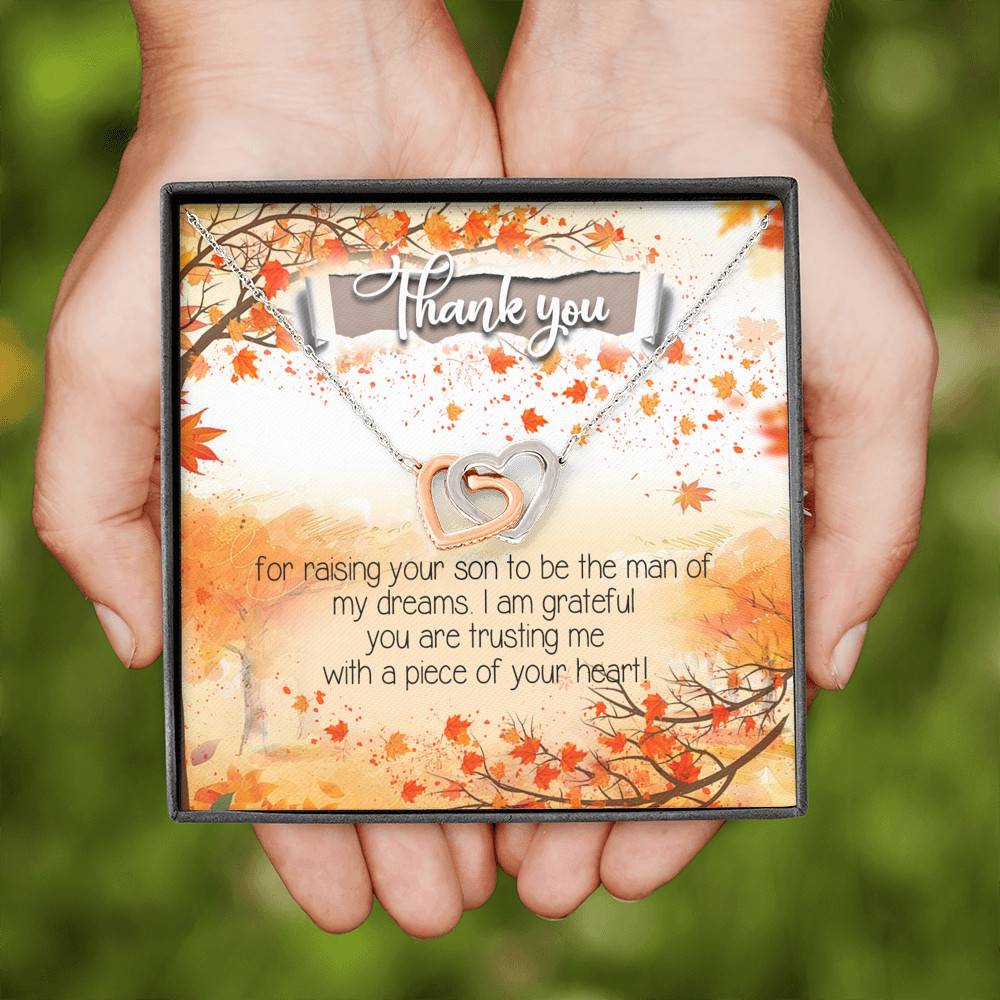 Thank You for Raising Your Son to Be the Man of My Dreams Mother-In-Law Interlocking Hearts Pendant Necklace Thank You for Raising Your Son to Be the Man of My Dreams Mother-In-Law Interlocking Hearts Pendant Necklace