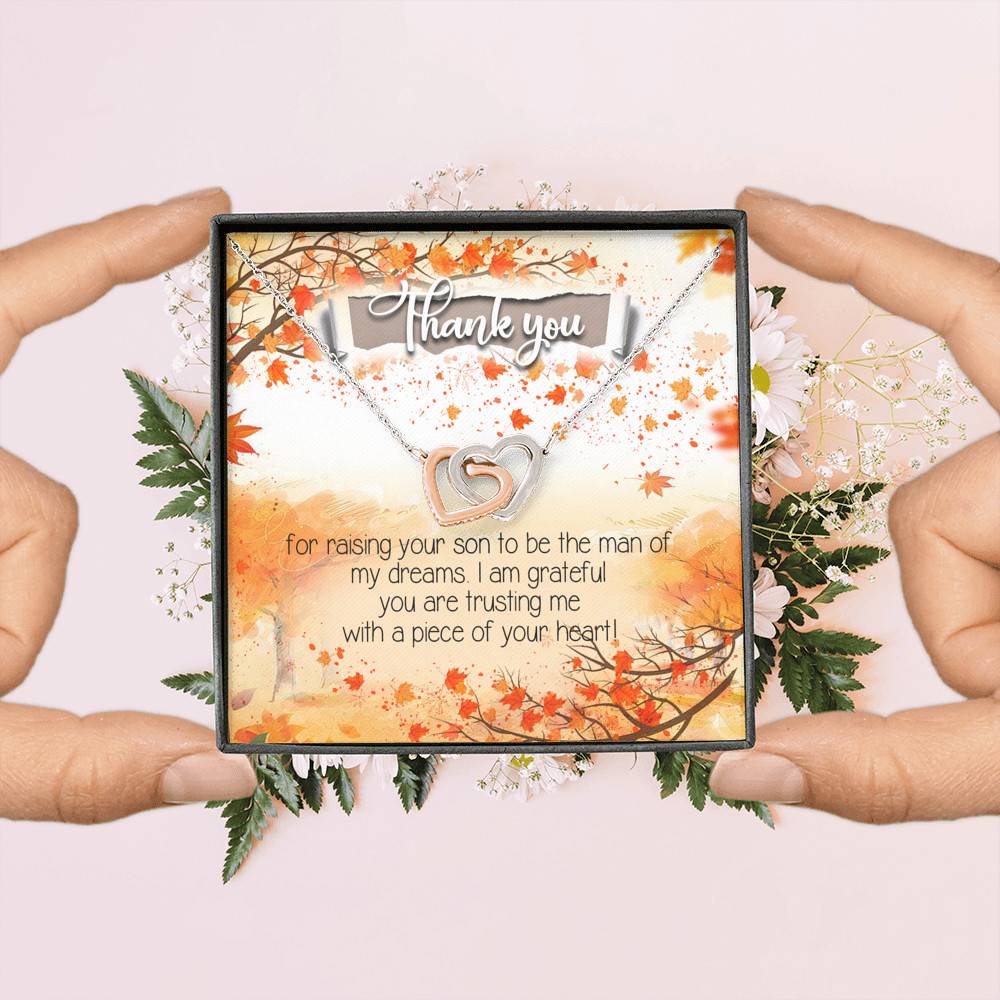Thank You for Raising Your Son to Be the Man of My Dreams Mother-In-Law Interlocking Hearts Pendant Necklace Thank You for Raising Your Son to Be the Man of My Dreams Mother-In-Law Interlocking Hearts Pendant Necklace