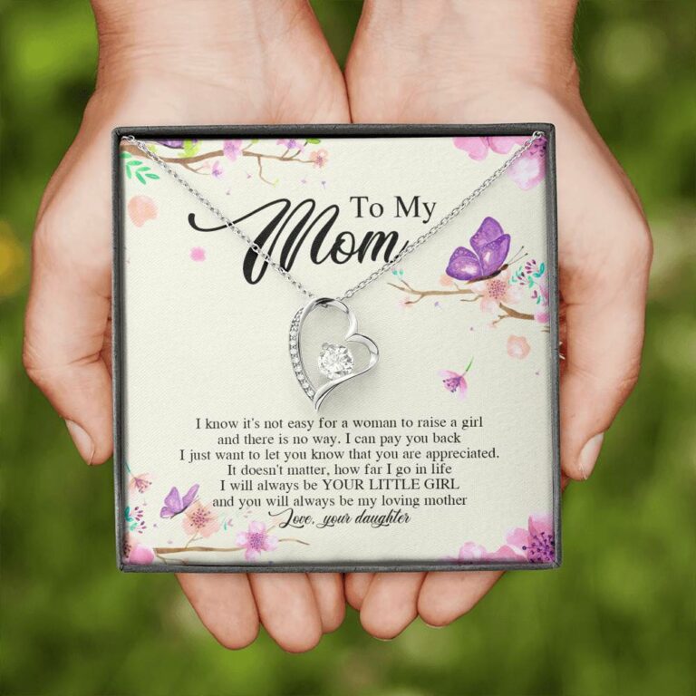 Daughter To My Mom I Know It's Not Easy for A Woman to Raise a Girl Forever Love Pendant Necklace