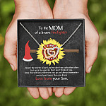 To The Mom Of A Brave Firefighter I Know The Worry Is Hard And We Don't See Each Other Interlocking Hearts Pendant Necklace