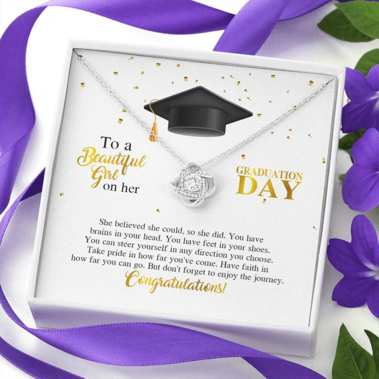 To A Beautiful Girl On Her Graduation Day She Believed She Could So She Did Love Knot Necklace