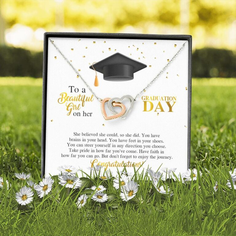 To A Beautiful Girl On Her Graduation Day She Believed She Could So She Did Joined Interlocking Hearts Necklace