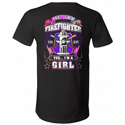 Yes I'm A Firefighter Yes I'm Ak Shirt, Black, V-Neck T-Shirt