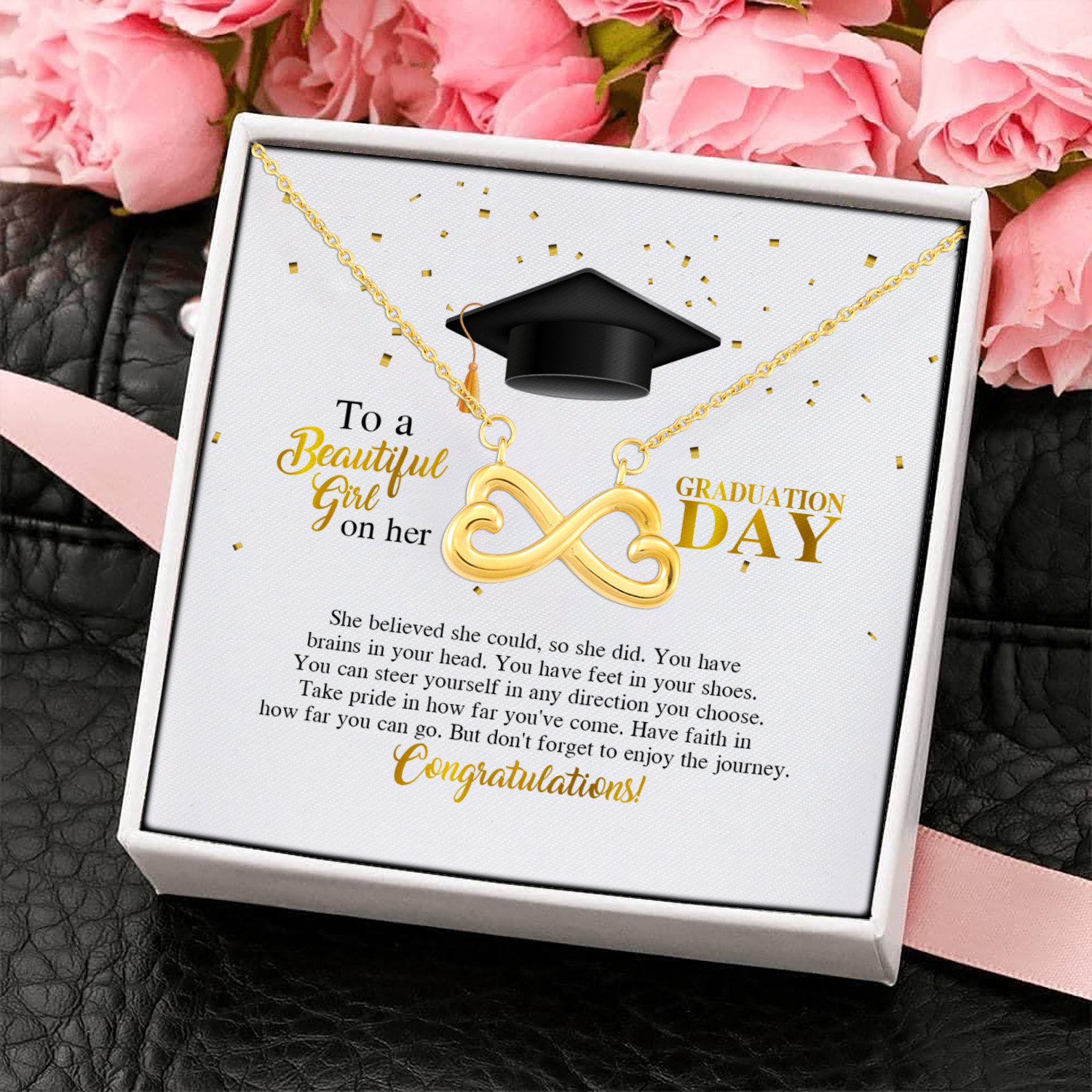 7UT. Graduation Gift Necklace (2) Infinity Heart Necklace (Gold) 4