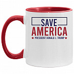 Save America Accent Coffee Mug, White/Red, 11 oz. Accent Mug