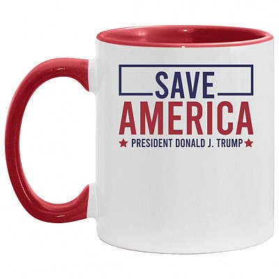 Save America Accent Coffee Mug, White/Red, 11 oz. Accent Mug