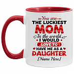 Personalized Mom Accent Mug, White/Red, 11 oz. Accent Mug Personalized Mom Accent Mug, White/Red, 11 oz. Accent Mug
