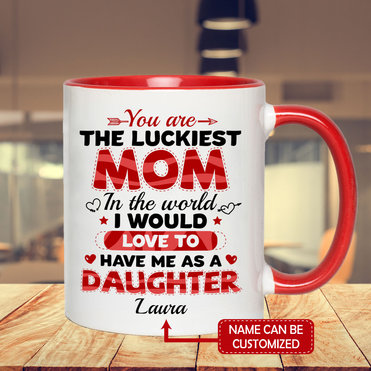 5VT. Daughter You Are The Luckiest Mom accent mug mk1