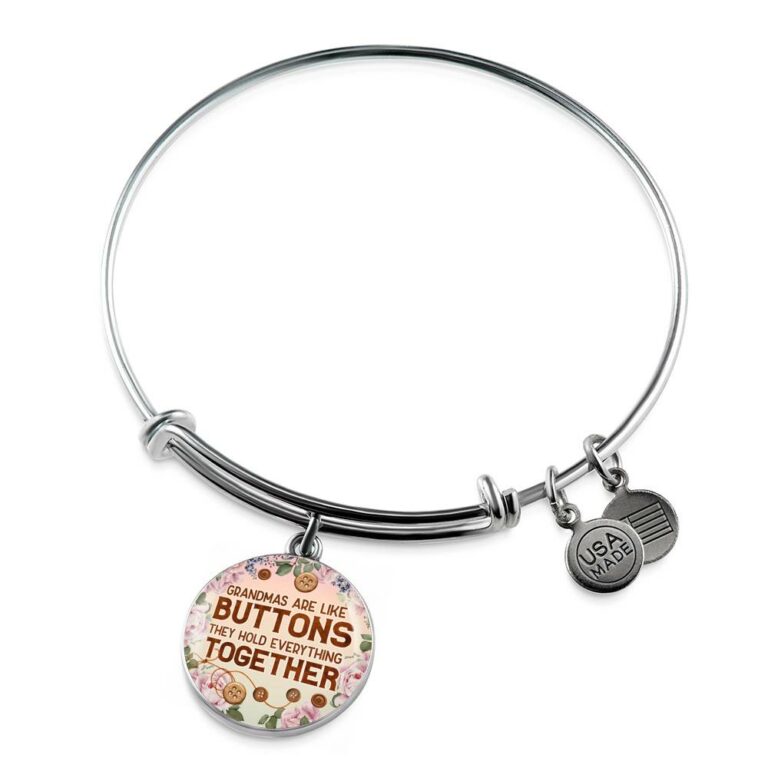 Grandmas Are Like Buttons They Hold Everything Together Circle Pendant Necklace