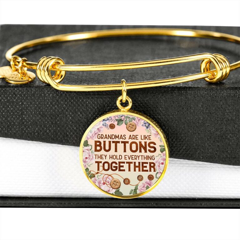 Grandmas Are Like Buttons They Hold Everything Together Circle Pendant Necklace
