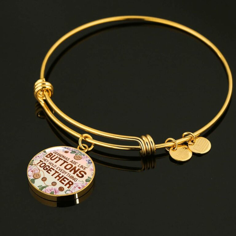 Grandmas Are Like Buttons They Hold Everything Together Circle Pendant Necklace