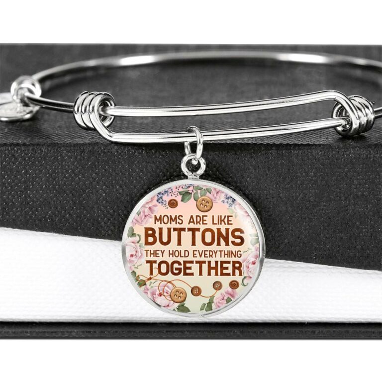 Moms Are Like Buttons They Hold Everything Together Circle Pendant Necklace