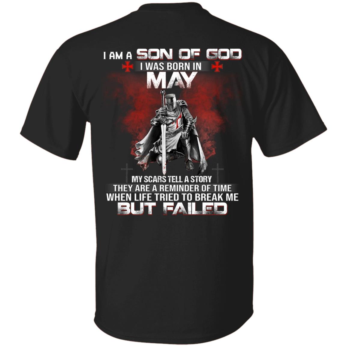 I Am A Son Of God I Was Born In May, Black, Unisex T-Shirt