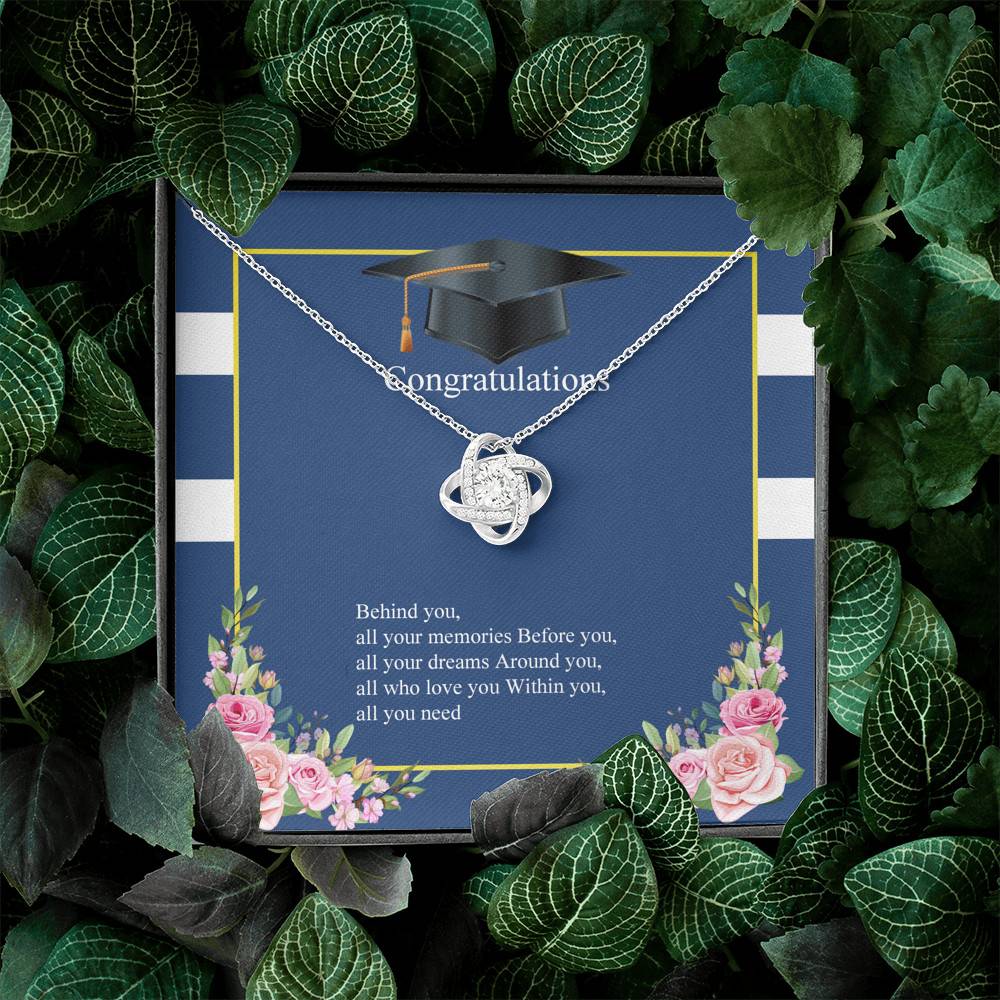 Behind You All Your Memories Love Knot Pendant Necklace - Graduation Necklace - Class Of 2021 Necklace Behind You All Your Memories Love Knot Pendant Necklace - Graduation Necklace - Class Of 2021 Necklace
