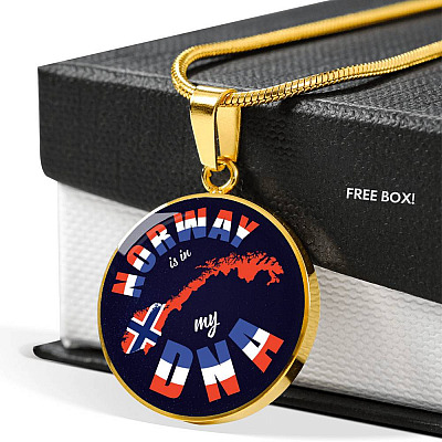Norway Is In My DNA Luxury Circle Pendant Necklace - Bangle - Norway Lover Gifts