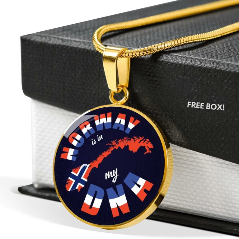 Norway Is In My DNA Luxury Circle Pendant Necklace - Bangle - Norway Lover Gifts