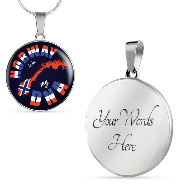 Norway Is In My DNA Luxury Circle Pendant Necklace - Bangle - Norway Lover Gifts