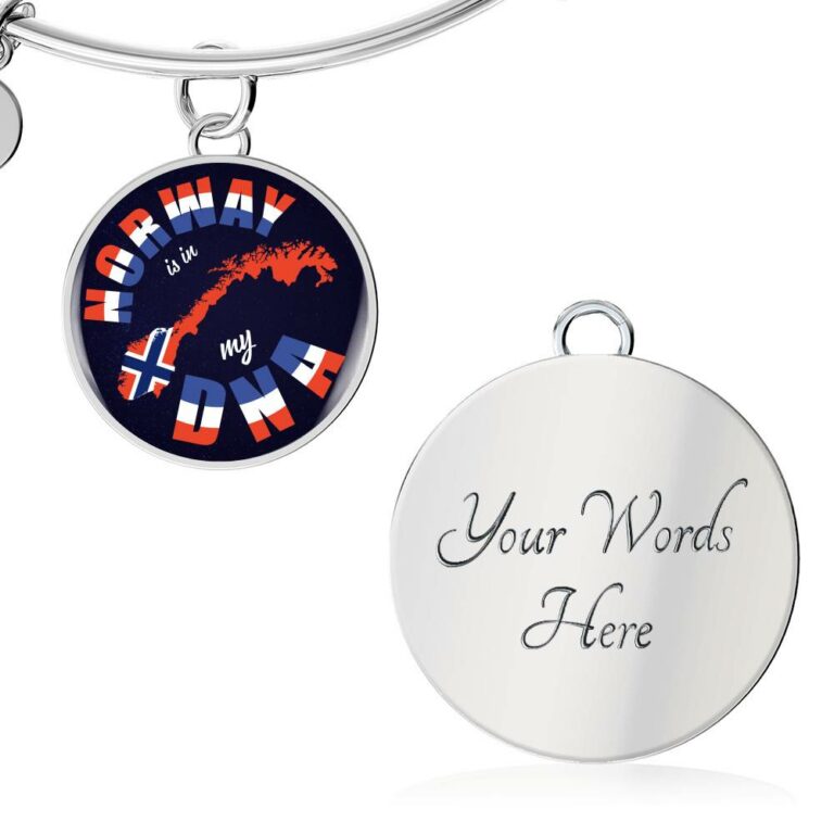 Norway Is In My DNA Luxury Circle Pendant Necklace - Bangle - Norway Lover Gifts