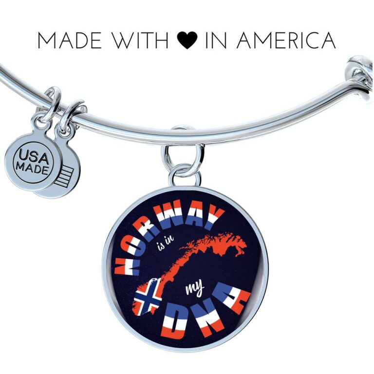 Norway Is In My DNA Luxury Circle Pendant Necklace - Bangle - Norway Lover Gifts