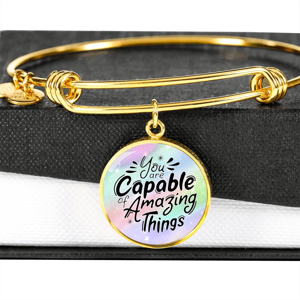 You Are Capable of Amazing Things Circle Pendant Necklace You Are Capable of Amazing Things Circle Pendant Necklace