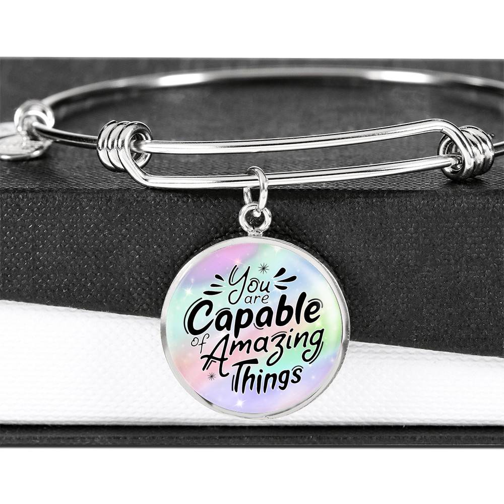 You Are Capable of Amazing Things Circle Pendant Necklace You Are Capable of Amazing Things Circle Pendant Necklace