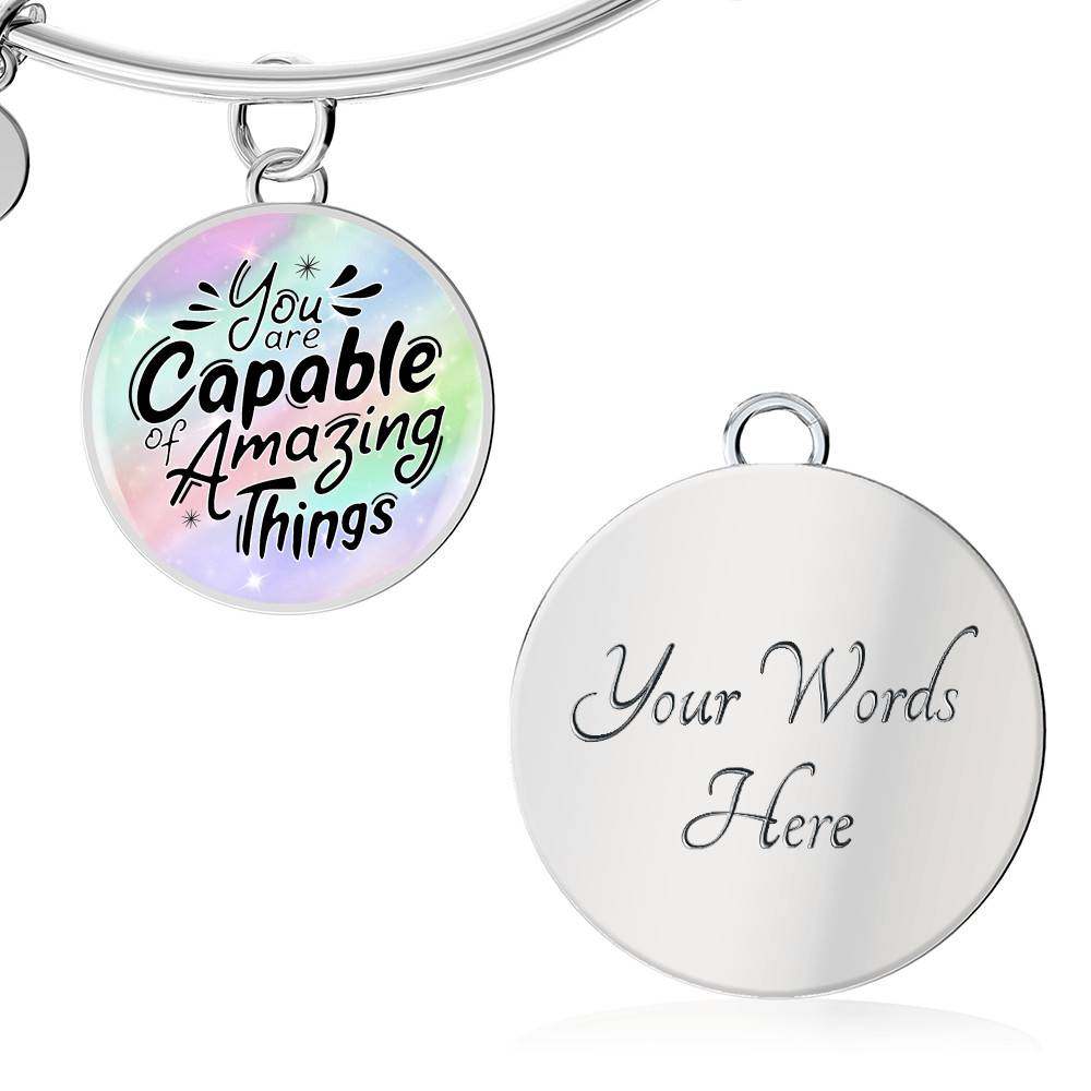 You Are Capable of Amazing Things Circle Pendant Necklace You Are Capable of Amazing Things Circle Pendant Necklace