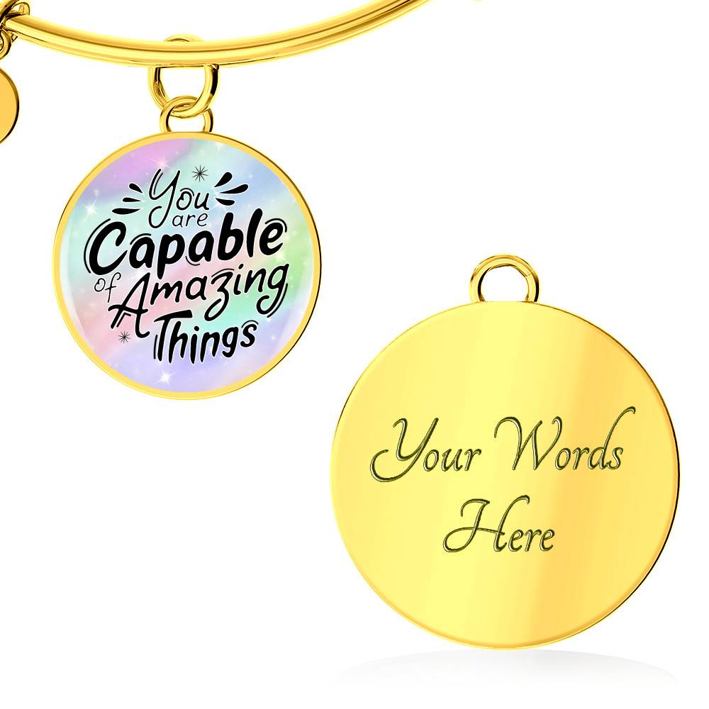 You Are Capable of Amazing Things Circle Pendant Necklace You Are Capable of Amazing Things Circle Pendant Necklace