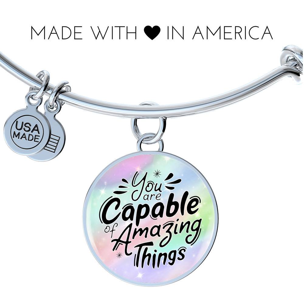 You Are Capable of Amazing Things Circle Pendant Necklace You Are Capable of Amazing Things Circle Pendant Necklace