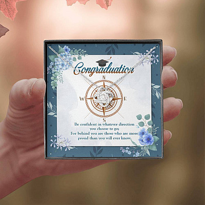 Graduation Compass Class Of 2021 Gift - Be Confident In Whatever Direction You Choose Love Knot Necklaces