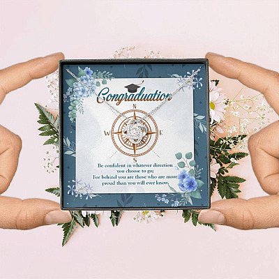 Graduation Compass Class Of 2021 Gift - Be Confident In Whatever Direction You Choose Love Knot Necklaces