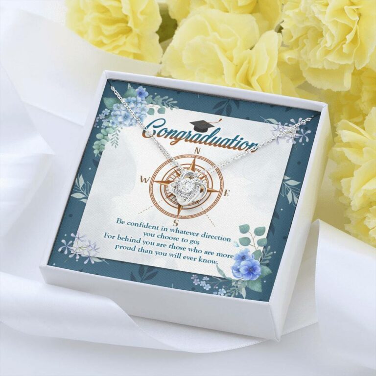 Graduation Compass Class Of 2021 Gift - Be Confident In Whatever Direction You Choose Love Knot Necklaces