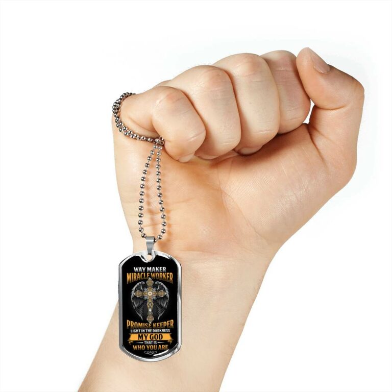 Way Maker Miracle Worker Promise Keeper Light in The Darkness My God That's Who You Are Dog Tag Pendant Necklace