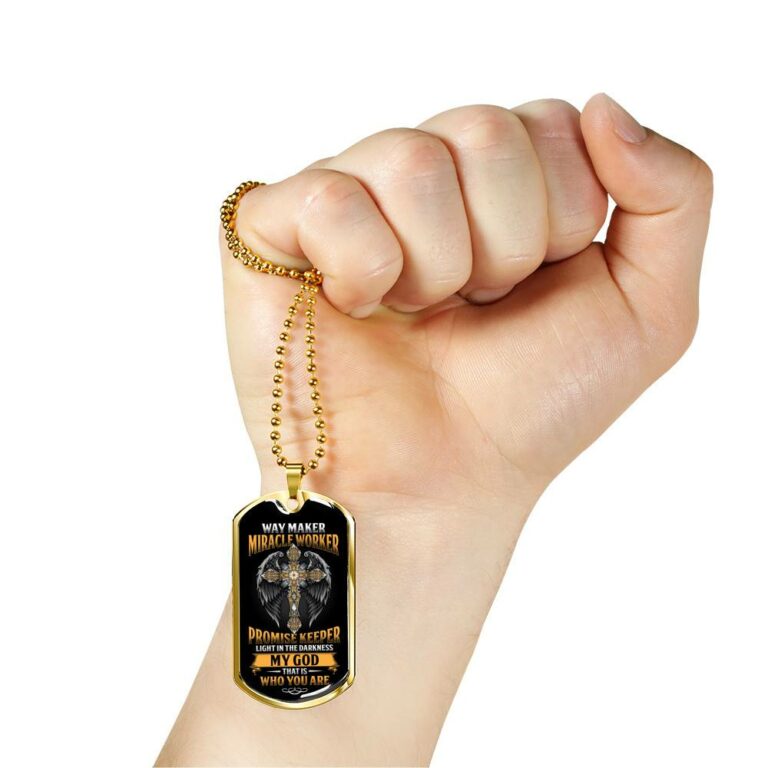 Way Maker Miracle Worker Promise Keeper Light in The Darkness My God That's Who You Are Dog Tag Pendant Necklace