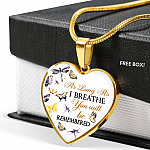 Personalized As Long As I Breathe You Will Be Remembered Heart Pendant Necklace - Memorial Customized Necklace