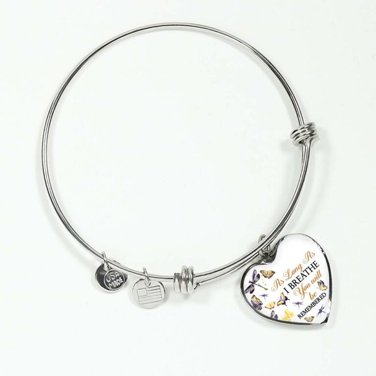 Personalized As Long As I Breathe You Will Be Remembered Heart Pendant Necklace - Memorial Customized Necklace