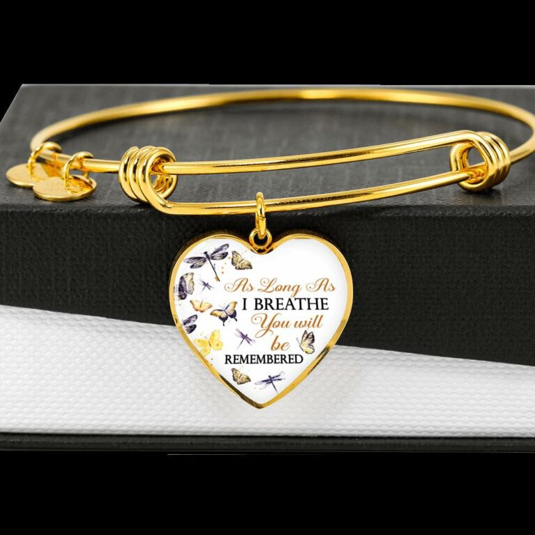 Personalized As Long As I Breathe You Will Be Remembered Heart Pendant Necklace - Memorial Customized Necklace