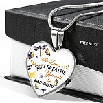 Personalized As Long As I Breathe You Will Be Remembered Heart Pendant Necklace - Memorial Customized Necklace