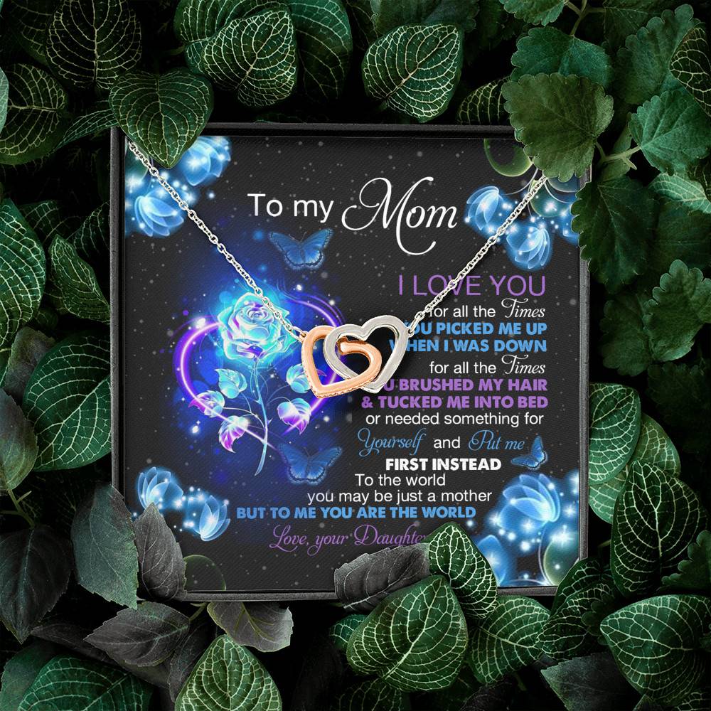 Daughter To My Mom I Love You For All The Times You Picked Me Up Interlocking Hearts Pendant Necklace Daughter To My Mom I Love You For All The Times You Picked Me Up Interlocking Hearts Pendant Necklace