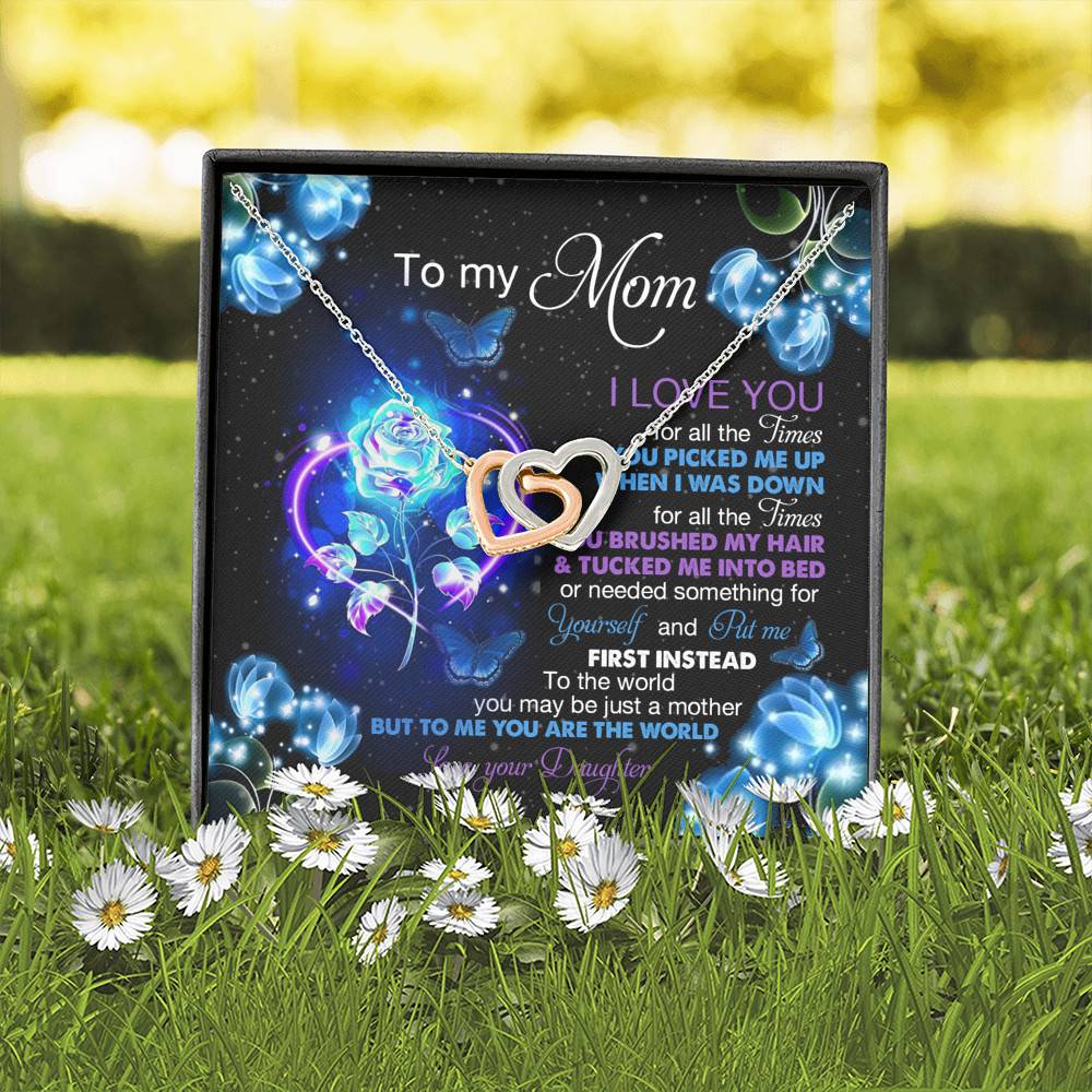 Daughter To My Mom I Love You For All The Times You Picked Me Up Interlocking Hearts Pendant Necklace Daughter To My Mom I Love You For All The Times You Picked Me Up Interlocking Hearts Pendant Necklace