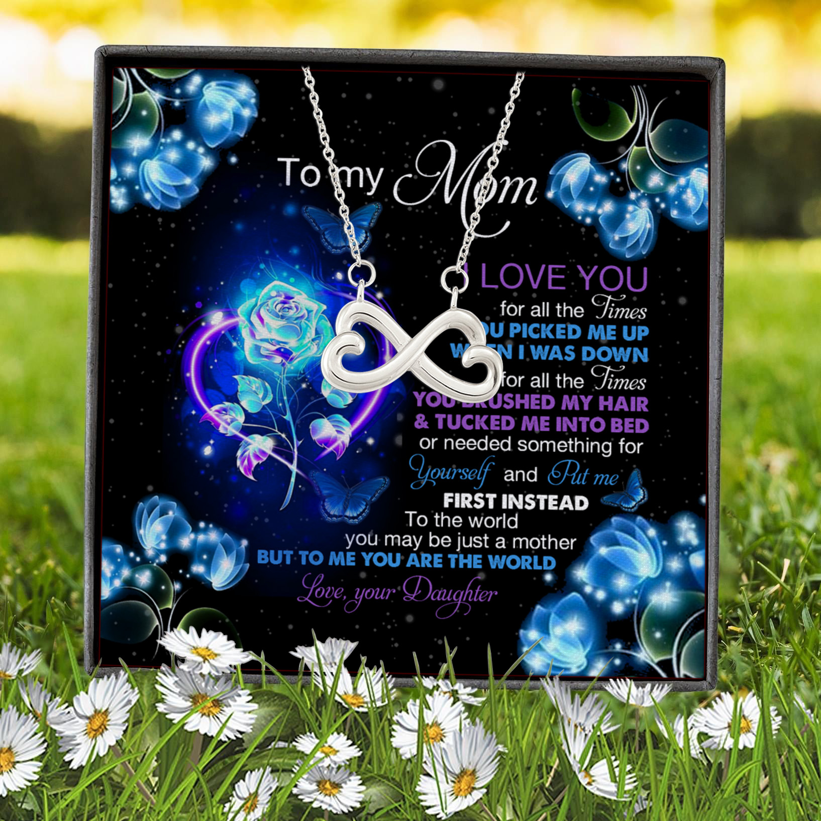 2O. To My Mom I Love You Infinity Heart Necklace (Silver) 7