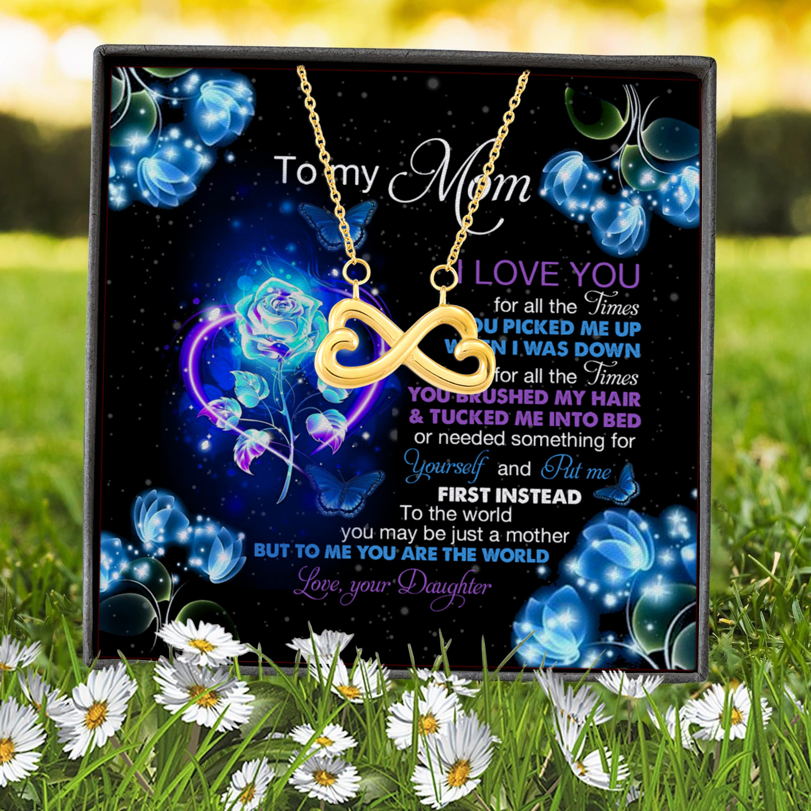 2O. To My Mom I Love You Infinity Heart Necklace (Gold) 7