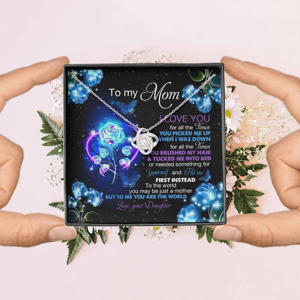 Daughter To My Mom I Love You For All The Times You Picked Me Up Love Knot Pendant Necklace Daughter To My Mom I Love You For All The Times You Picked Me Up Love Knot Pendant Necklace