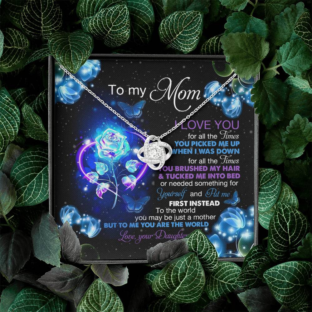 Daughter To My Mom I Love You For All The Times You Picked Me Up Love Knot Pendant Necklace Daughter To My Mom I Love You For All The Times You Picked Me Up Love Knot Pendant Necklace