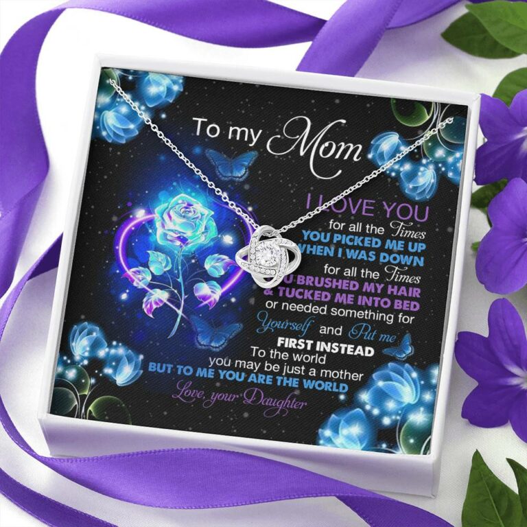 Daughter To My Mom I Love You For All The Times You Picked Me Up Love Knot Pendant Necklace