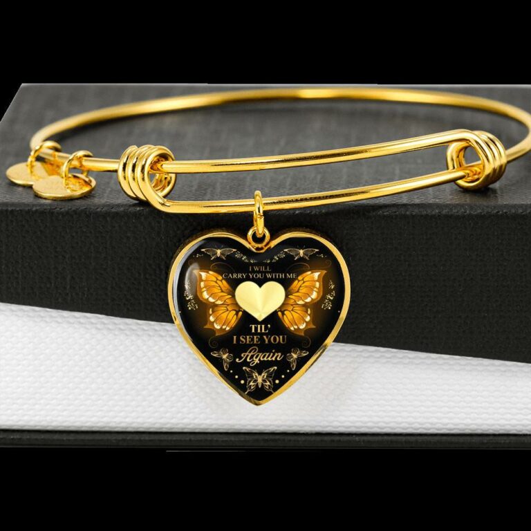 Personalized Photo I Will Carry You With Me Till I See You Again Heart Pendant Necklace