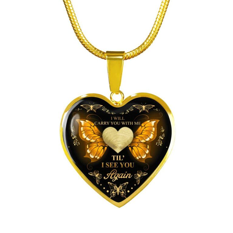 Personalized Photo I Will Carry You With Me Till I See You Again Heart Pendant Necklace